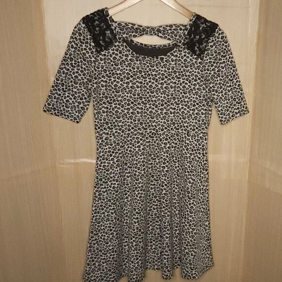 Xhilaration Girls Black White Cheetah Animal Print Fit Flare Dress 14-16 - Picture 2 of 6
